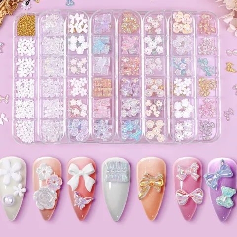 Khay cham nơ mix nhiều mẫu đính móng làm nailbox siêu đẹp