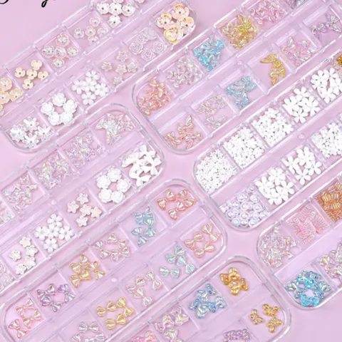 Khay cham nơ mix nhiều mẫu đính móng làm nailbox siêu đẹp