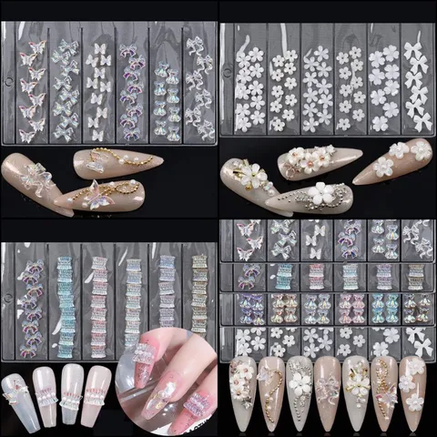 Khay cham nơ mix nhiều mẫu đính móng làm nailbox siêu đẹp