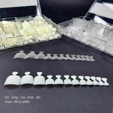 Móng úp chân HSM phom ngắn nhám sẵn hàng chuẩn phom mỏng dẻo hộp 500 móng ( CHÍNH HÃNG )
