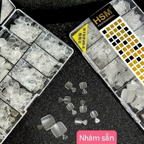 Móng úp chân HSM phom ngắn nhám sẵn hàng chuẩn phom mỏng dẻo hộp 500 móng ( CHÍNH HÃNG )