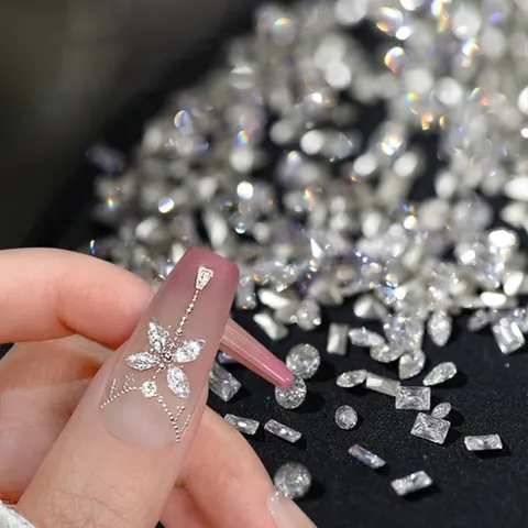 Set 100 viên Đá khối hạt thóc hạt gạo mini cao cấp Angel siêu sáng đẹp đính móng