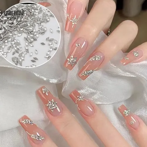 Set 100 viên Đá khối hạt thóc hạt gạo mini cao cấp Angel siêu sáng đẹp đính móng