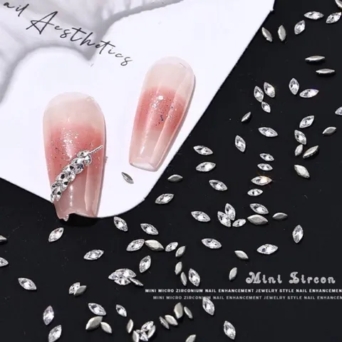 Set 100 viên Đá khối hạt thóc hạt gạo mini cao cấp Angel siêu sáng đẹp đính móng