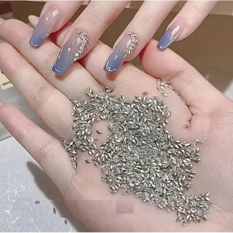 Set 100 viên Đá khối hạt thóc hạt gạo mini cao cấp Angel siêu sáng đẹp đính móng