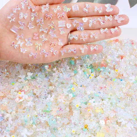 Set 50 cham nơ nhún , nơ thuỷ tinh nail đủ mẫu trang trí gắn móng siêu xinh hot trend