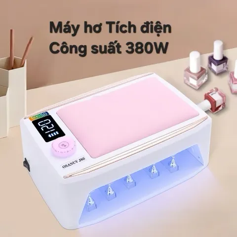 Máy hơ gel tích điện OSANUV J80 công suất cao 380w 48 bóng LED/UV khoang to pin khoẻ có đệm kê tay da PU CHÍNH HÃNG