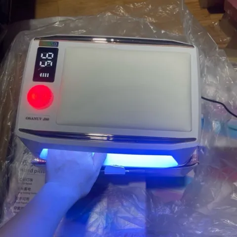 Máy hơ gel tích điện OSANUV J80 công suất cao 380w 48 bóng LED/UV khoang to pin khoẻ có đệm kê tay da PU CHÍNH HÃNG