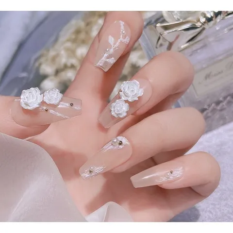 Set 50 cham hoa hồng mix nhiều mẫu đính móng cực xinh