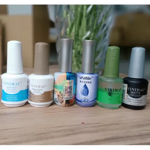 Bộ Base Top Vinimay Chính Hãng - Sơn Liên Kết Bóng Chống Trầy Xước Giúp Bộ Móng Siêu Bền Bóng Chai 15ML