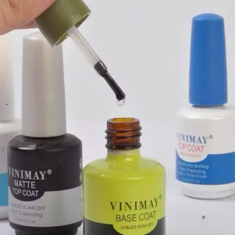 Bộ Base Top Vinimay Chính Hãng - Sơn Liên Kết Bóng Chống Trầy Xước Giúp Bộ Móng Siêu Bền Bóng Chai 15ML