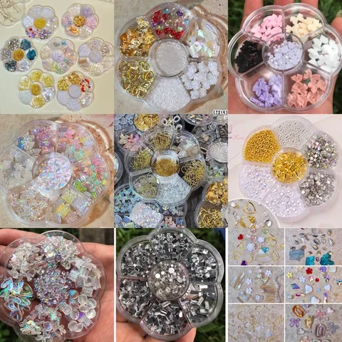 Cham đủ mẫu khay hoa tròn trang trí móng mix nhiều mẫu siêu đẹp