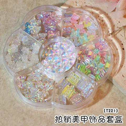 Cham đủ mẫu khay hoa tròn trang trí móng mix nhiều mẫu siêu đẹp