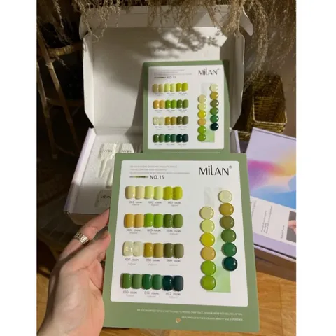 Set sơn gel 12 màu Xanh Lá cao cấp Milan đủ tông thời thượng chai 15ml tặng bảng màu siêu đẹp HO.T