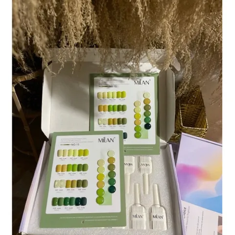 Set sơn gel 12 màu Xanh Lá cao cấp Milan đủ tông thời thượng chai 15ml tặng bảng màu siêu đẹp HO.T