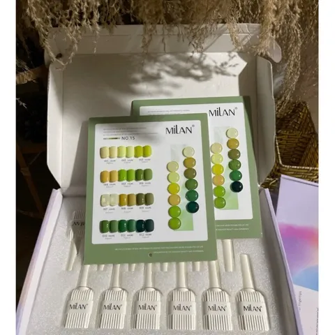 Set sơn gel 12 màu Xanh Lá cao cấp Milan đủ tông thời thượng chai 15ml tặng bảng màu siêu đẹp HO.T