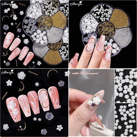 Cham nail khay hoa mix đủ mẫu đính móng siêu đẹp