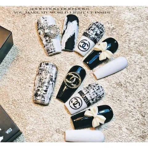Gel xi măng đen trắng trang trí tạo kiểu nail siêu đẹp
