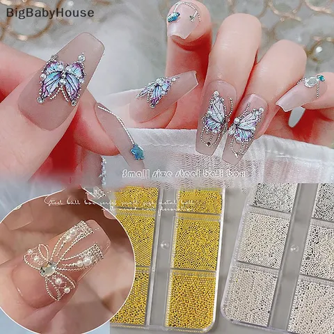 Khay bi sắt trắng vàng tròn đủ size trang trí móng siêu đẹp HOT