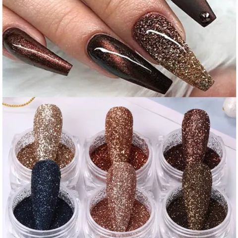 Set nhũ rắc khổng tước 6 màu siêu sáng đẹp trang trí tạo kiểu nail siêu Hot