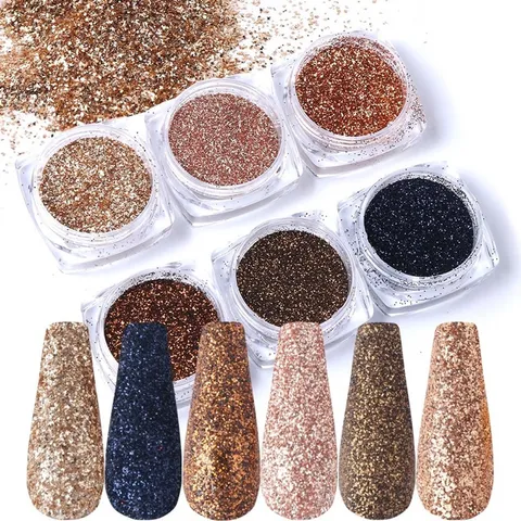 Set nhũ rắc khổng tước 6 màu siêu sáng đẹp trang trí tạo kiểu nail siêu Hot