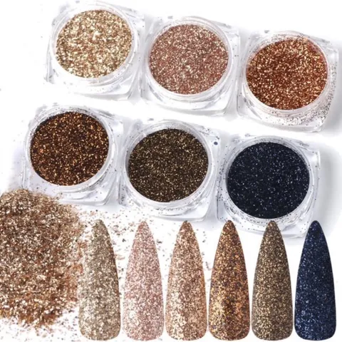 Set nhũ rắc khổng tước 6 màu siêu sáng đẹp trang trí tạo kiểu nail siêu Hot