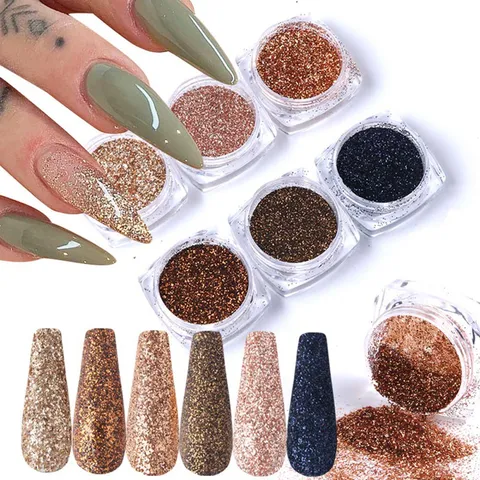 Set nhũ rắc khổng tước 6 màu siêu sáng đẹp trang trí tạo kiểu nail siêu Hot