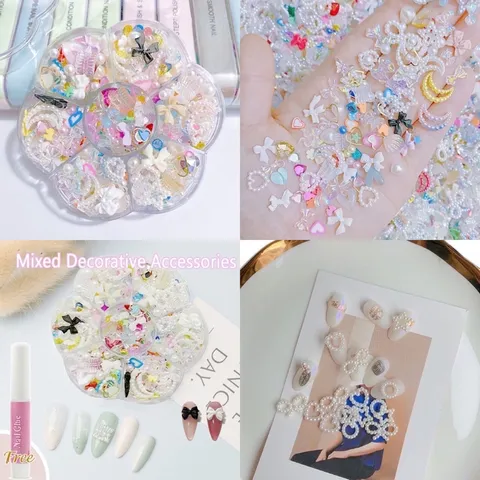 Khay cham tròn đính móng mix đủ mẫu siêu đẹp