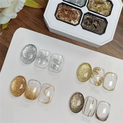 Khay gel nhũ 4 ngăn cao cấp siêu sáng sơn vẽ móng tay mẫu mới HOT