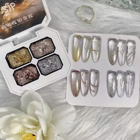 Khay gel nhũ 4 ngăn cao cấp siêu sáng sơn vẽ móng tay mẫu mới HOT