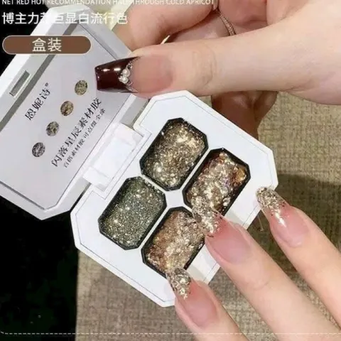 Khay gel nhũ 4 ngăn cao cấp siêu sáng sơn vẽ móng tay mẫu mới HOT
