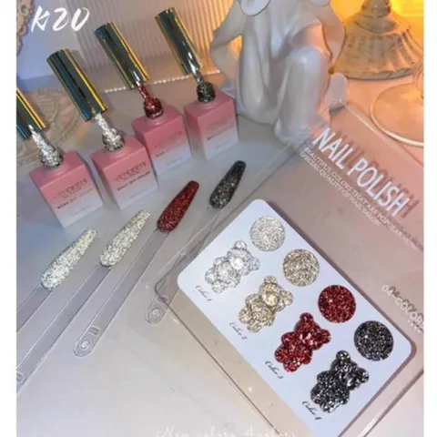 Set nhũ flash 4 màu Milan chất siêu sáng đẹp tặng bảng màu xịn TU NAIL