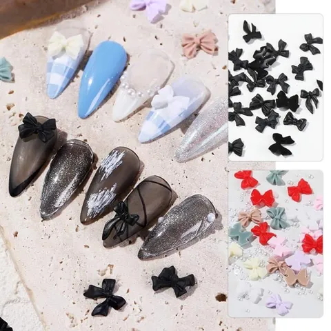 Cham nơ bột mix đủ mẫu đính trang trí móng siêu xinh