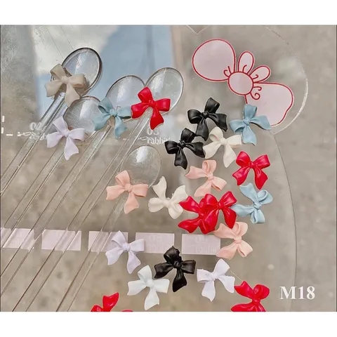 Cham nơ bột mix đủ mẫu đính trang trí móng siêu xinh