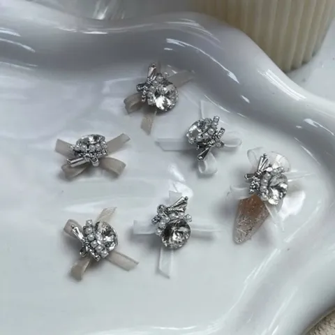 Set charm đá khối nơ vải cao cấp đính móng siêu HO.T