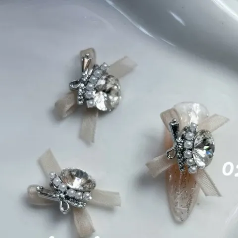 Set charm đá khối nơ vải cao cấp đính móng siêu HO.T