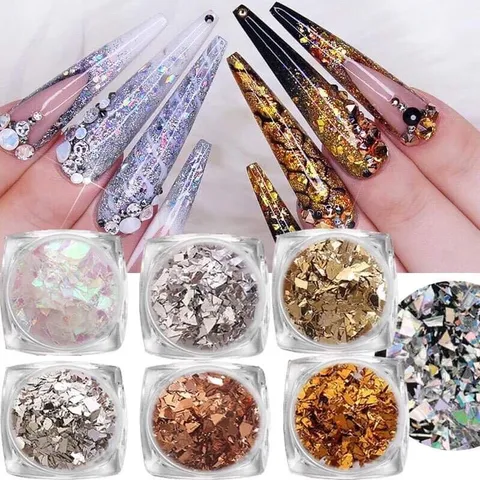 Giấy nhũ vàng bạc khổng tước xà cừ design móng đủ mẫu cần thiết ngành nail