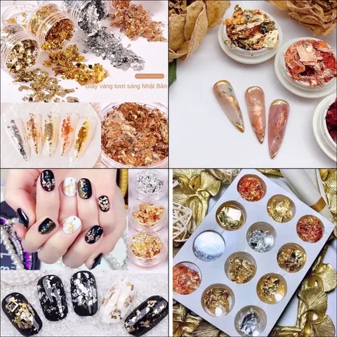 Giấy nhũ vàng bạc khổng tước xà cừ design móng đủ mẫu cần thiết ngành nail