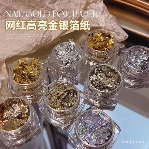 Giấy nhũ vàng bạc khổng tước xà cừ design móng đủ mẫu cần thiết ngành nail
