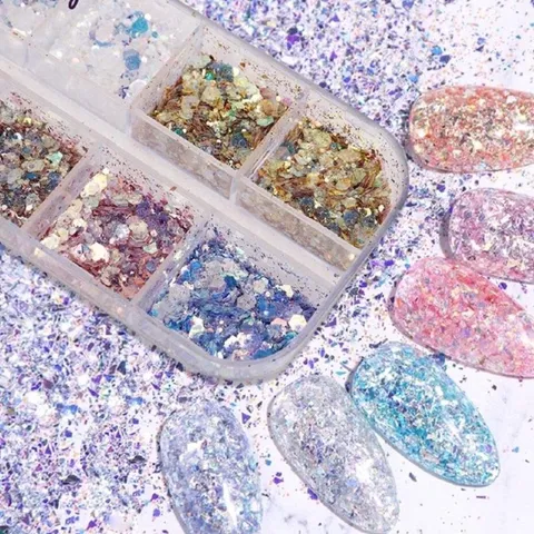 Set nhũ vảy cá 12 ngăn siêu sáng trang trí móng siêu đẹp