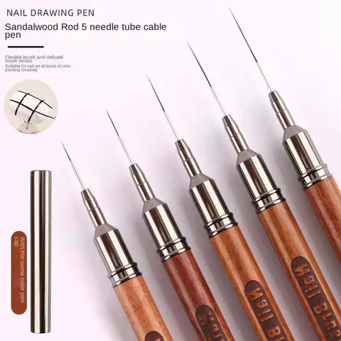 Set cọ nét cọ râu cán gỗ siêu mảnh lông xịn kẻ vẽ móng đủ size cao cấp ngành nail