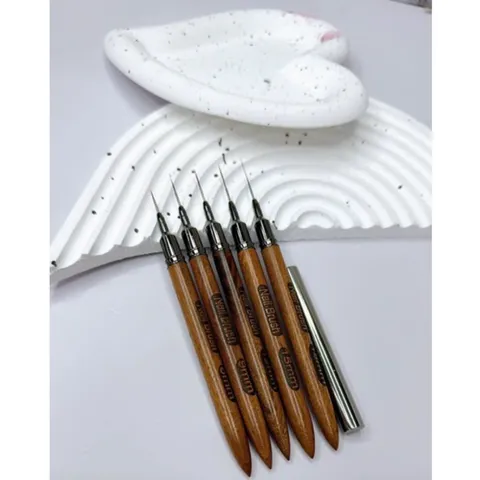 Set cọ nét cọ râu cán gỗ siêu mảnh lông xịn kẻ vẽ móng đủ size cao cấp ngành nail