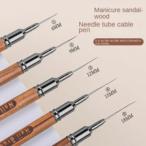 Set cọ nét cọ râu cán gỗ siêu mảnh lông xịn kẻ vẽ móng đủ size cao cấp ngành nail