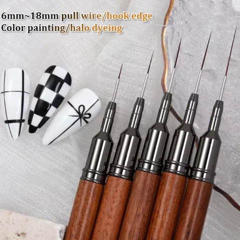 Set cọ nét cọ râu cán gỗ siêu mảnh lông xịn kẻ vẽ móng đủ size cao cấp ngành nail