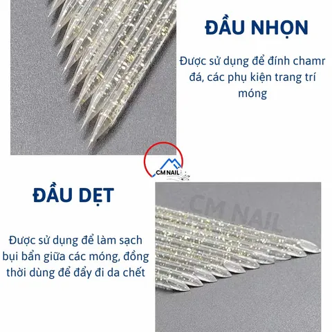 Set 50 que đẩy da pha lê cạy tháo móng úp , lấy gel đính đá , đẩy da chết đa năng ngành nailbox siêu Hot