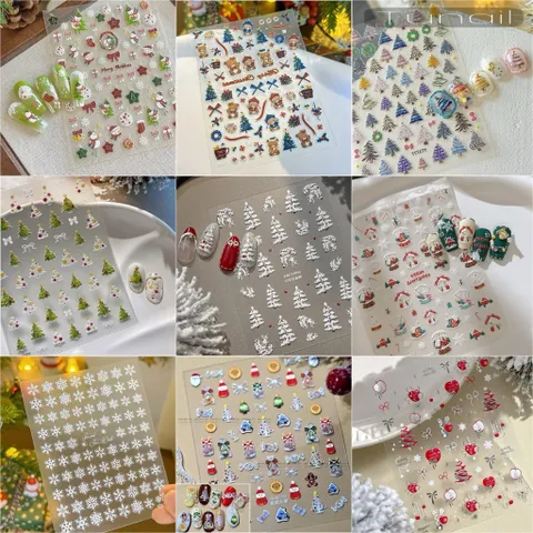 [ Mẫu mới HOT ] Sticker Hình dán lụa 5D nổi mẫu Giáng Sinh Noen trang trí móng cực đẹp mã HOT XU HƯỚNG NAIL