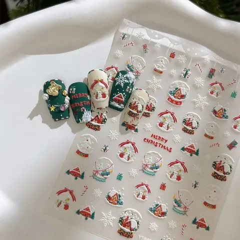 [ Mẫu mới HOT ] Sticker Hình dán lụa 5D nổi mẫu Giáng Sinh Noen trang trí móng cực đẹp mã HOT XU HƯỚNG NAIL