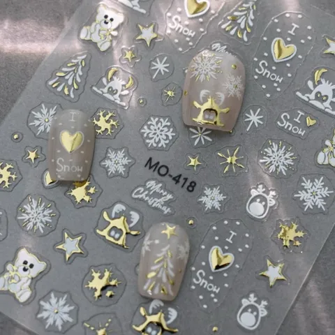 [ Mẫu mới HOT ] Sticker Hình dán lụa 5D nổi mẫu Giáng Sinh Noen trang trí móng cực đẹp mã HOT XU HƯỚNG NAIL