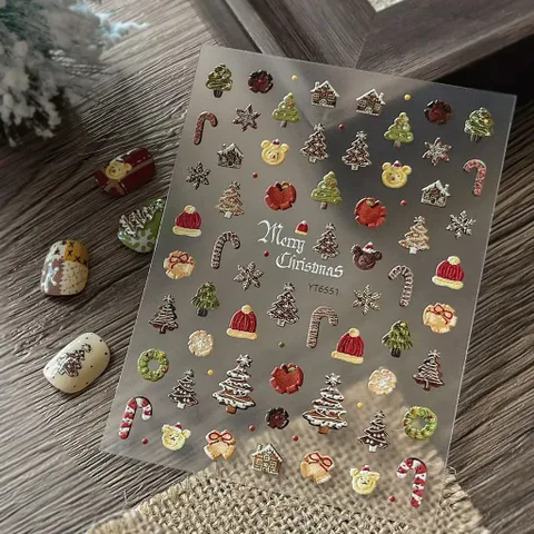 [ Mẫu mới HOT ] Sticker Hình dán lụa 5D nổi mẫu Giáng Sinh Noen trang trí móng cực đẹp mã HOT XU HƯỚNG NAIL