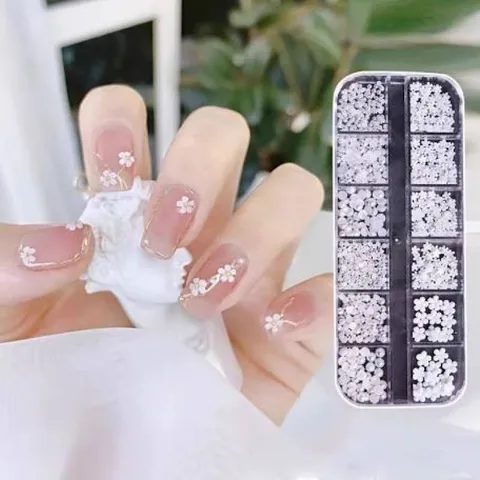 Khay cham hoa nhí mix bi ngọc trang trí đính móng siêu đẹp